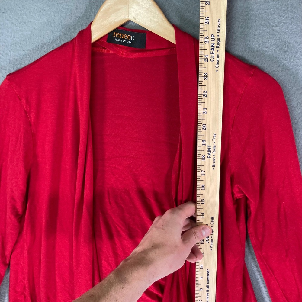 Renee C Red Open Front Cardigan Bamboo Blend Knit Top Small USA‎ Made - Picture 5 of 8